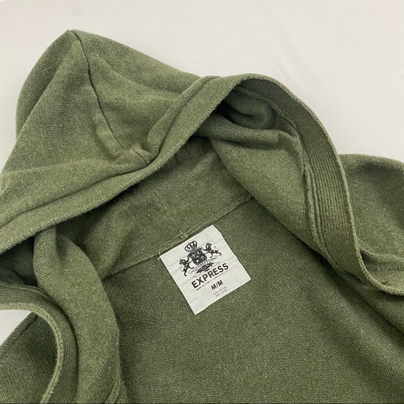 Express Army Green 100% Cotton Utility Cardigan with Hood - Picture 4 of 5